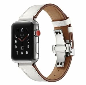 新作入荷　高品質　Apple Watch 交換バンド レザー band おしゃれ ホワイト　42/44/45/49mm用　400p現品限り