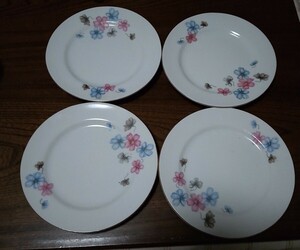 【昭和レトロ】花柄 ケーキ皿　４枚