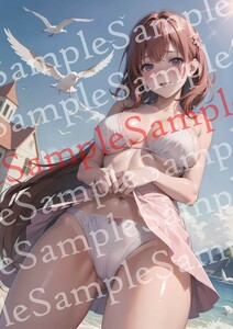 NO.36-17【全て一点物】 美女ポスター A4サイズ 高画質 光沢紙 美少女 同人 アート コスプレ グラビア セクシー 下着 美乳 美尻 イラスト