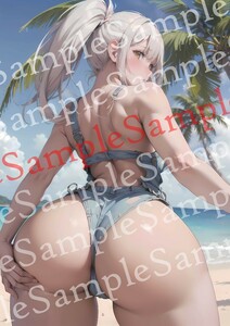 NO.52-17【全て一点物】 美女ポスター A4サイズ 高画質 光沢紙 美少女 同人 アート コスプレ グラビア セクシー 下着 美乳 美尻 イラスト