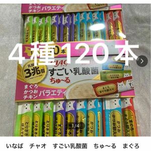 いなば　チャオ　すごい乳酸菌　ちゅ〜る　まぐろかつおチキンバラエティ　4種　14g×120本　ちゅーる　中身のみバラ梱包