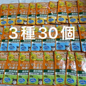 いなば　コージーライフ　40g 3種30個　総合栄養食　とりささみ　チーズ　とり軟骨　パウチ　レトルト　ごはん