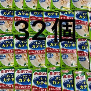 いなば　チャオ　すごいカテキン　まぐろささみまぐろ節入り　40g32個　歯と歯ぐきの健康に配慮　乳酸菌　国産品　パウチ　レトルト