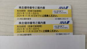 ANA　全日空　株主優待券　2枚セット　有効期限：2023年12月1日から2024年11月30日まで