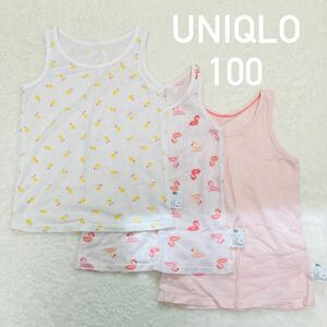 UNIQLO ユニクロ　ベビー　コットン肌着　3枚セット　柄　春夏　サイズ100 下着 タンクトップ インナー