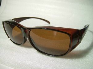 オーバーサングラス　大　茶色　眼鏡の上からかけられる　UV400　単体のサングラスとしても使用可