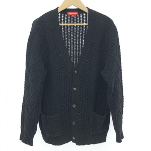 【中古】Supreme　16AW　Cable Knit Cardigan　M　ブラック シュプリーム[240066135454]