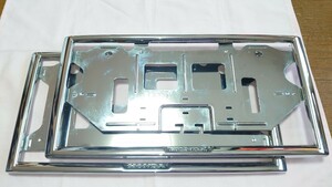 HONDA　ホンダ純正　ナンバーフレーム前後2枚　☆シルバーメッキ・洗浄＆磨き済・良品！　◇送料￥510～選択制　◎即決有！