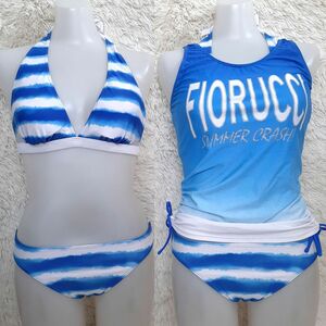  anonymity delivery beautiful goods refreshing multi border ho ruta- bikini Rush Guard swimsuit set blue blue 11L V
