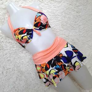  anonymity delivery * halter-neck butterfly butterfly pattern wire bikini skirt swimsuit set Mki