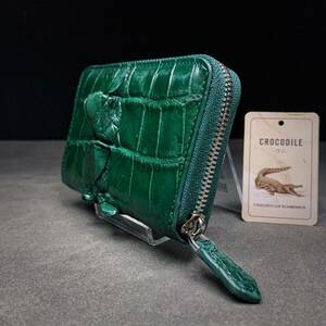  crocodile purse ( round fastener / center part / hand made / change purse ./ card-case /book@wani/. leather one sheets leather / middle wallet / the truth thing photograph )