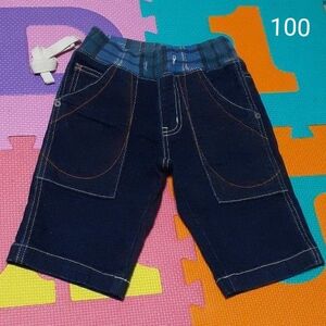 エフオーキッズデニム ハーフパンツ キッズ 半ズボン ひざ下 100