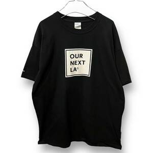 【a】PORT&COMPANY 企業 プリント 半袖 Tシャツ メンズ XL ブラック 黒 USA 輸入古着