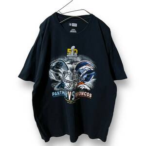 【r1】NFL SUPER BOWL プリント Tシャツ メンズ XL ブラック 黒 アメフト スーパーボウル USA 輸入古着