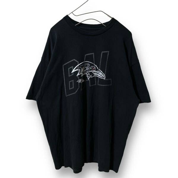 【r1】NFL BAL プリント Tシャツ メンズ XXL ブラック 黒 アメフト USA 輸入古着
