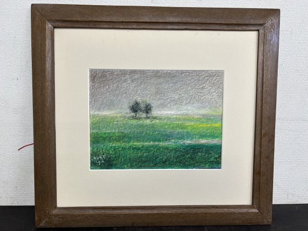 Artist unknown Nohara Signed crayon drawing Frame size approx. 61 x 55 cm, Artwork, Painting, Pastel drawing, Crayon drawing