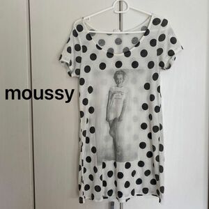 moussy レディースtシャツ ロング丈　ドット柄レディース