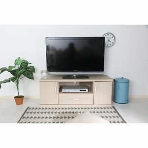 送料無料/テレビ台 ワイドローボード リビングチェスト テレビボード キャビネット 幅118cm 奥行40cm 高さ45cm ホワイトウォッシュ/新品