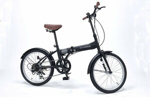 送料無料 折り畳み自転車 20インチ シマノ製6段変速シフト ちょい乗りサイクリング PL保険加入済み 適応身長145cm以上 マットブラック 新品