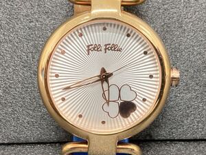 Folli Follieフォリフォリ レディース 腕時計 HEART 4 HEART CLASSY シルバー/ピンク ベルト ブルー WF15T029SPW-FU 美品