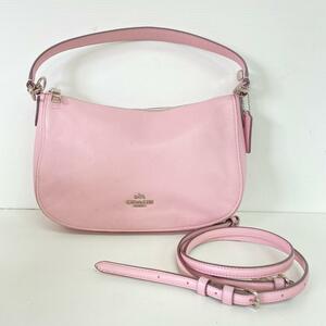 1 jpy ~ J-1 60 COACH Coach horn bo- handbag light pink 2way shoulder bag 37018 inside tag have 