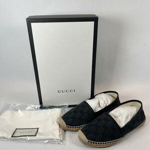 1 иен ~ J-4 100 Gucci GUCCI эспадрильи черный GG Logo обувь с ящиком Kids указанный размер 34.5(21.5)cm парусина 