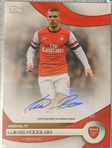 アーセナル ルーカス・ポドルスキ 直筆サインカード auto Autograph Topps podolski ポドルスキ Arsenal ドイツ代表 ヴィッセル神戸