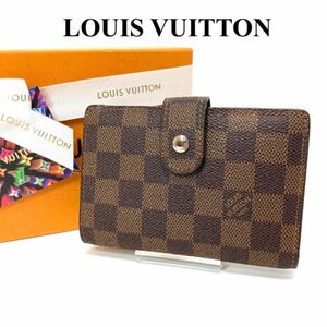 ルイヴィトン　ポルトフォイユ　ヴィエノワ　ダミエ　折財布　がま口　美品　LOUIS VUITTON 二つ折り財布　レディース財布