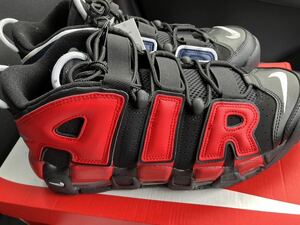 NIKE AIR MORE Uptempo 96 BLACK and Universtiy Red