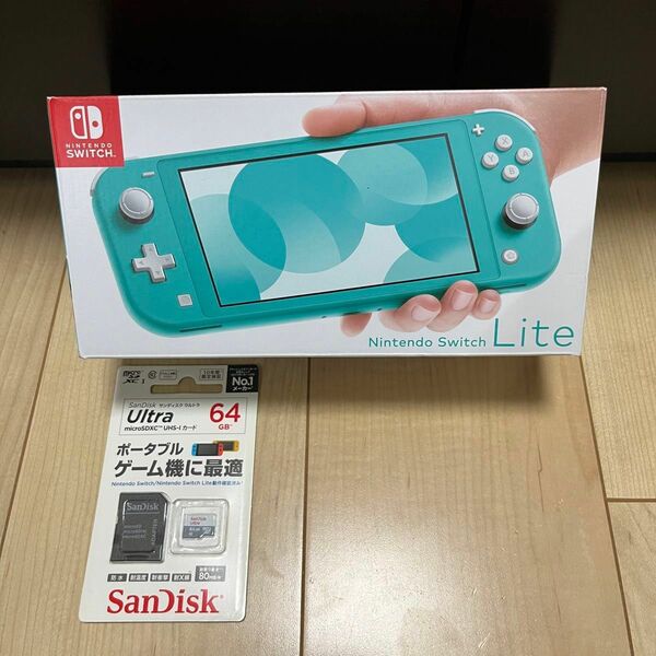 Nintendo Switch Lite ターコイズ　☆ ニンテンドー　スイッチ ライト 任天堂 ☆SDカード 64G