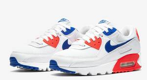 送料無料 23.5cm●ナイキ エア マックス 90 白 青 赤 NIKE WMNS AIR MAX 90 CT1039-100 ウィメンズ スニーカー 人気