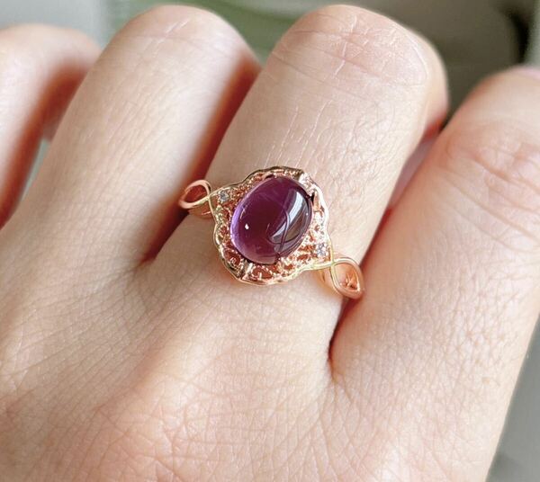天然石 逸品アメジスト（紫水晶）のリング(指輪)（A3662）
