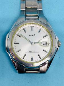 (G06)10気圧防水(*'▽')セイコーアルバ・V732・ディト（電池交換済み）シルバー・メンズ腕時計USED（送料全国一律185円）素敵な時計です。