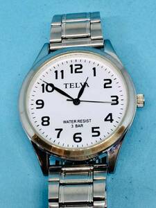 (G12))シンプルな(*'▽')・TELVA・テルバ（電池交換済み）シルバー・メンズ腕時計USED（送料全国一律185円）素敵な時計です。