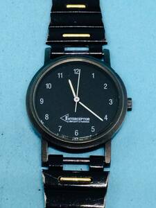 (G44)小粋な時計(*'▽')シチズン・インターセプター（電池交換済み）ブラックレディス腕時計USED（送料全国一律185円）しゃれた時計です。