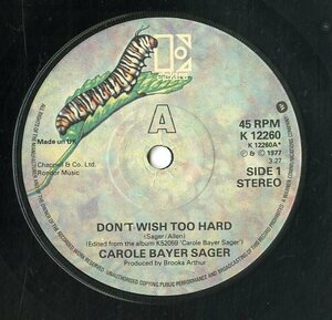 C00153978/EP/Carole Bayer Sager「Dont Wish Too Hard/Sweet Alibis」