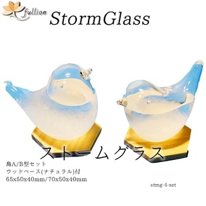 ストームグラス アクロクリスタ ウッドベース ナチュラル 鳥A/B型セット ナチュラル Storm Glass ウッドベース付属 