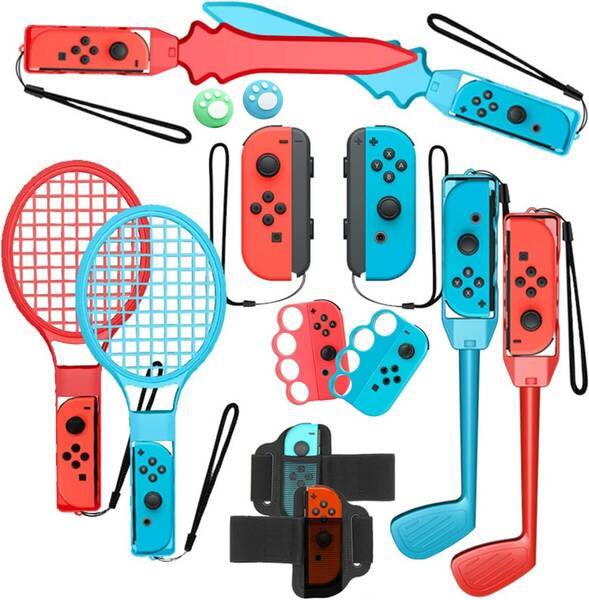  Switch Sports用アクセサリー (ニンテンドースイッチスポーツ対応)【2024年新登場-14in1】Joy-Conグリップ用アクセサリ 体感ゲーム対応 