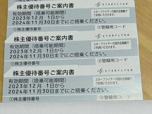 スターフライヤー　株主優待券　匿名配達　無料　１枚の値段です