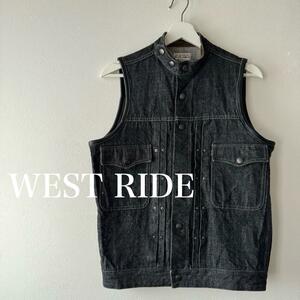 WEST RIDE ウエストライド　バンドカラー　ブラック　デニム　ベスト　美品