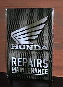 ブリキ看板　HONDA　REPAIRS MAINTENANCE　ホンダ　修理　メンテナンス