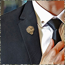 [BROOCH] Lapel Pin Tiger アンティーク ゴールド タイガー ヘッド 虎 (トラ) デザイン ブローチ ジャケット スーツ 襟 PINS 【送料無料】_画像4