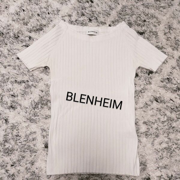 ブレンヘイム　BLENHEIM リブニット　リブカットソー　半袖ニット　ボートネックニット　白ニット　白Tシャツ