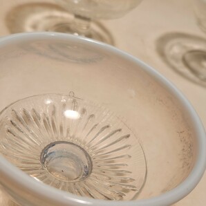 昭和レトロ 氷コップ 乳白色縁ガラス氷コップ5客セット レトロ 当時物 かき氷 ガラス 食器 デザートグラス アンティークの画像4