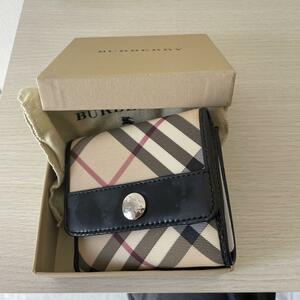 BURBERRY Burberry London noba проверка парусина кожа кошелек 