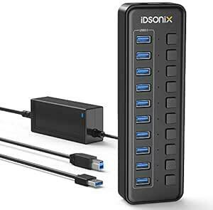 iDsonix USBハブ 電源付き USB ハブ 10ポート 増設 USB拡張 セルフパワー USB3.0ハブ 【 5Gbp