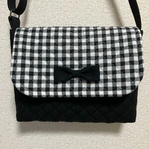 ギンガムチェック(黒) ポシェット キッズ ハンドメイド 女の子用 