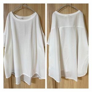 新品ブラウス☆Tシャツ☆ゆったり☆異素材☆シアー☆大人シャツ☆