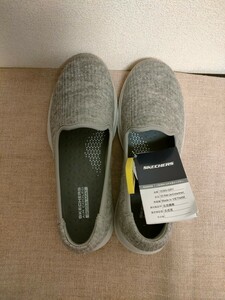 未使用 24.5cm SKECHERS スケッチャーズ GO WALK ゴーウォーク ライト エンチャント ENCHANTMENT 15365 グレー スニーカー スリッポン 