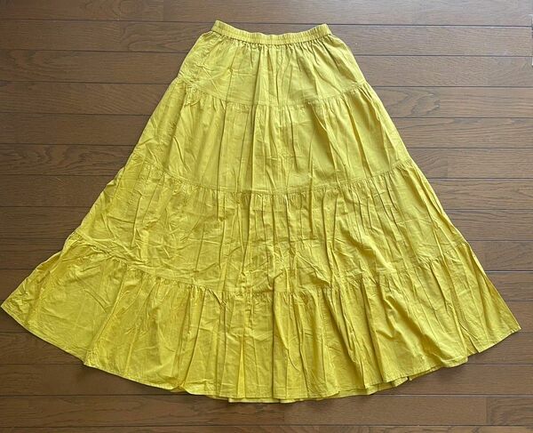 GU　ティアードスカート　スカート ロングスカート ロング　黄色